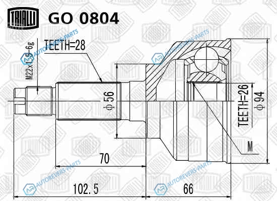 GO 0804 ШРУС наруж. для ам Kia Carnival (98-)