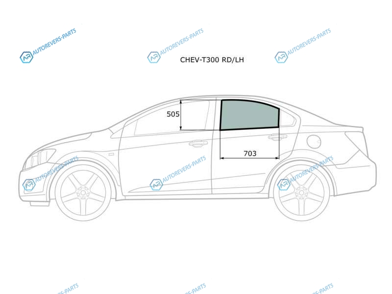 CHEV-T300 RDLH Стекло заднее левое опускное CHEVROLET AVEO 4D 11-