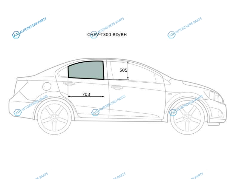 CHEV-T300 RDRH Стекло заднее правое опускное CHEVROLET AVEO 4D 11-
