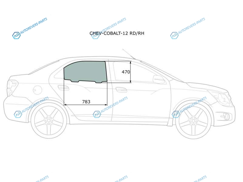 CHEV-COBALT-12 RDRH Стекло заднее правое опускное CHEVROLET COBALT 4D 12-Ravon R4 16-