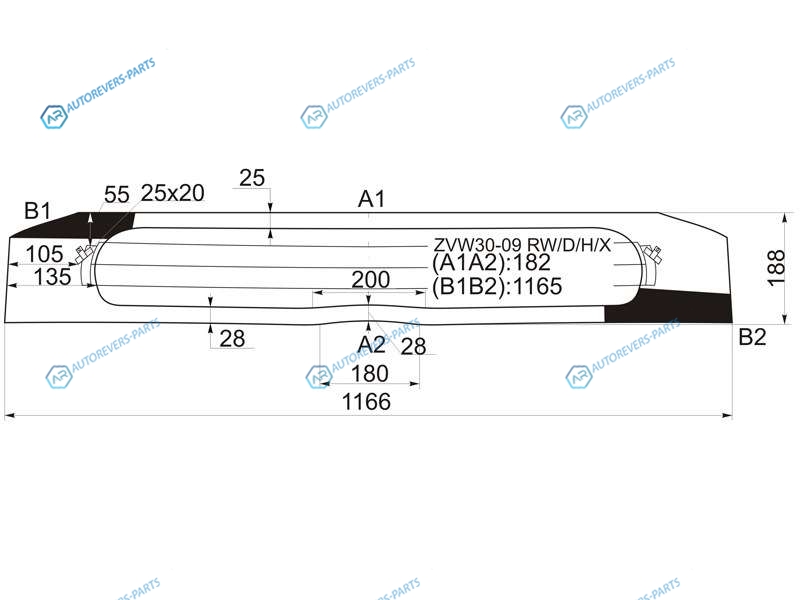 ZVW30-09 RWDHX Стекло заднее (нижняя часть) с обогревом TOYOTA PRIUS XW30 09-15