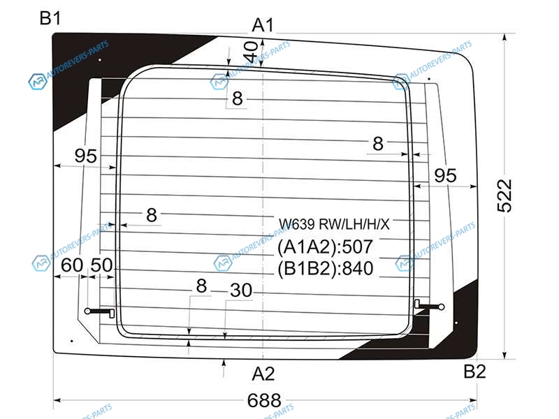 W639 RWLHHX Стекло заднее (распашной двери) левое с обогревом MERCEDES-BENZ VITOVIANO 03-13