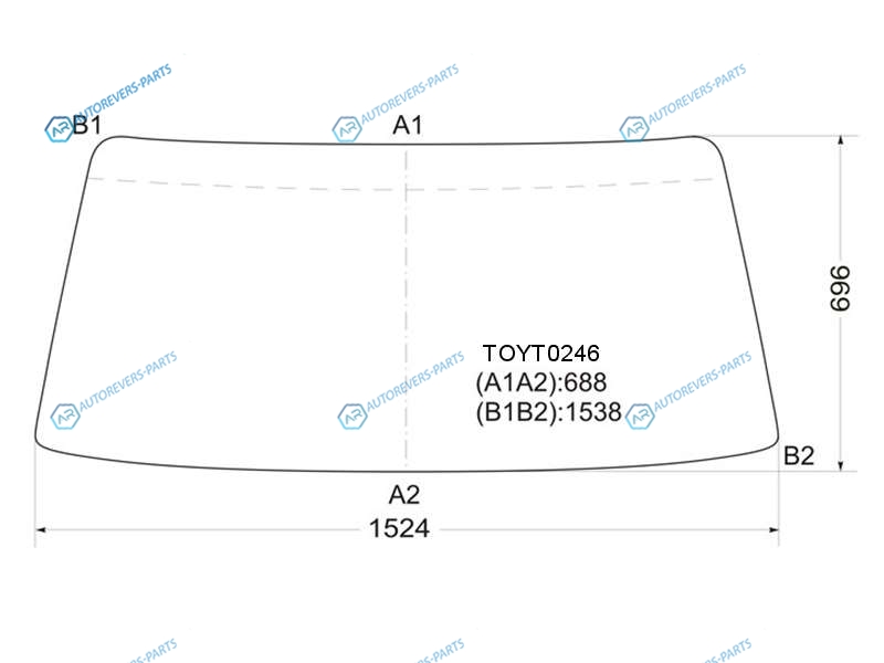 TOYT0246 Стекло лобовое в резинку TOYOTA DYNATOYOACE STD TRUCK 84-01