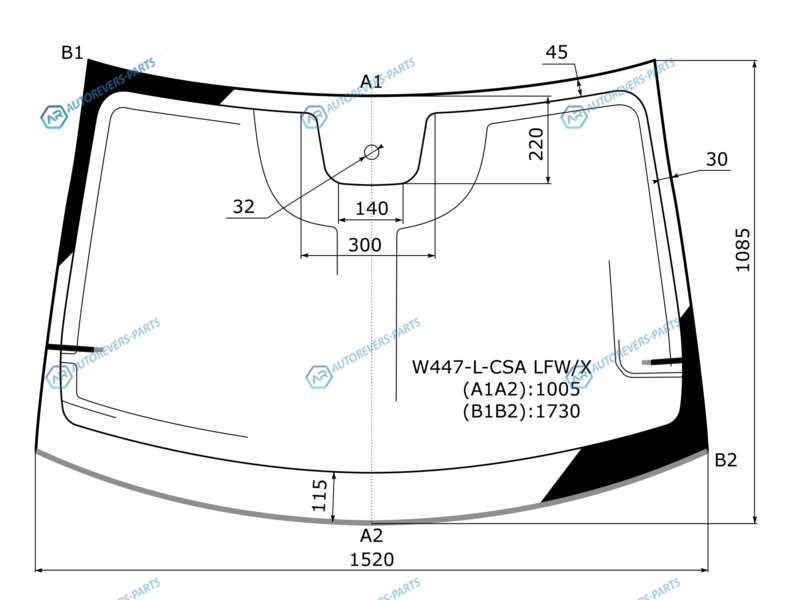 W447-L-CSA LFWX Стекло лобовое с дд + антенна MERCEDES-BENZ VITO 14-