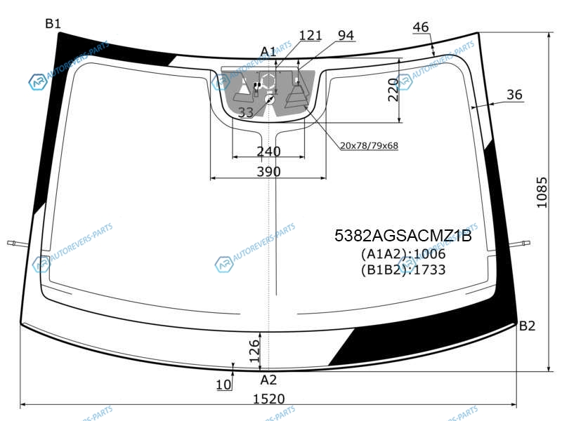 5382AGSACMZ1B Стекло лобовое с дд + камера антенна MERCEDES-BENZ VITO 14-