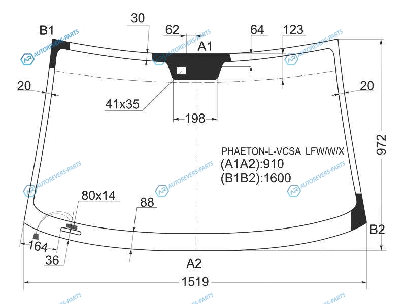 PHAETON-L-VCSA LFWWX Стекло лобовое с обогревом + дд антенна VOLKSWAGEN PHAETON 02-10