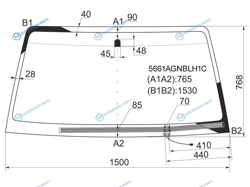 5661AGNBLH1C Стекло лобовое с обогревом щеток MITSUBISHI PAJERO 35D 06-