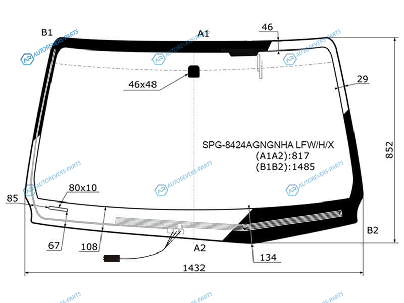 SPG-8424AGNGNHA LFWHX Стекло лобовое с обогревом щеток + антенна TOYOTA HILUX PICK UP 15- FORTUNER 15-