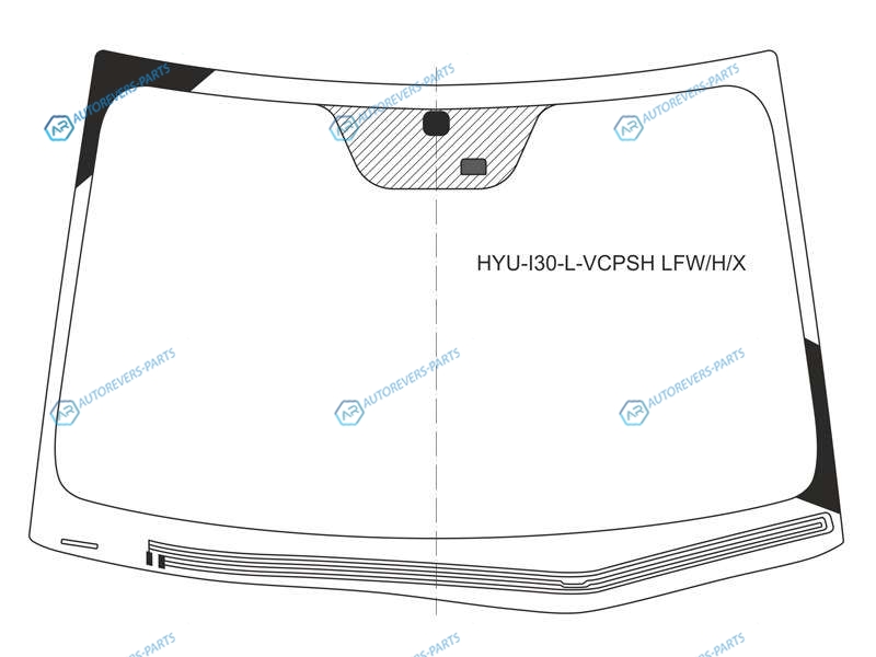 HYU-I30-L-VCPSH LFWHX Стекло лобовое с обогревом щеток + дд (VIN 55мм от края) HYUNDAI I30 5D 07-11