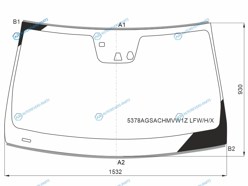 5378AGSACHMVW1Z LFWHX Стекло лобовое с обогревом щеток + дд 2 камеры антенна MERCEDES-BENZ GLML-CLASS (W166) 12-16