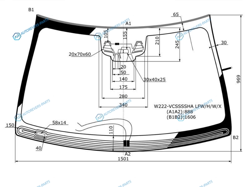W222-VCSSSSHA LFWHWX Стекло лобовое с обогревом щеток + дд 3 камеры антенной MERCEDES-BENZ S-CLASS W222 13-17