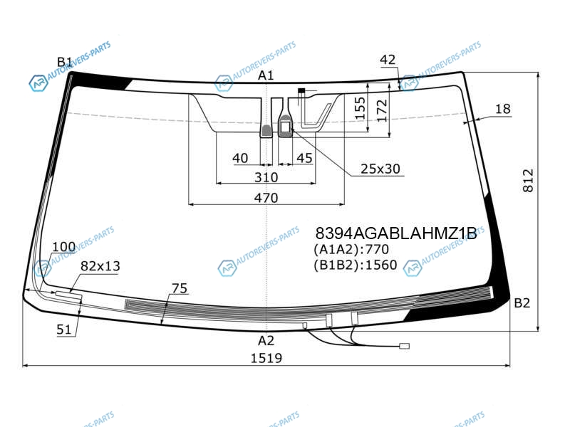 8394AGABLAHMZ1B Стекло лобовое с обогревом щеток + дд антенна TOYOTA LAND CRUISER PRADOLEXUS GX460 13-