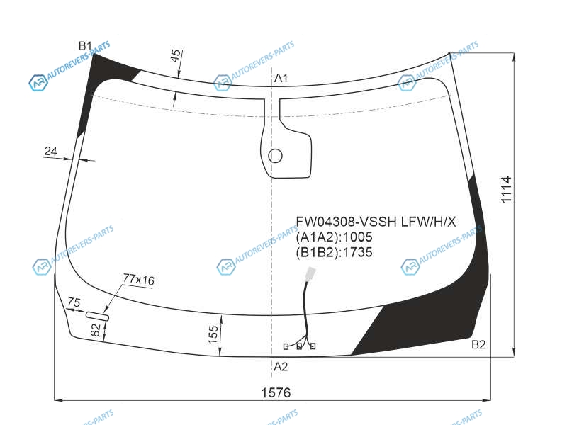 FW04308-VSSH LFWHX Стекло лобовое с обогревом щеток + дд камера INFINITI JX35 L50(QX60) 16-