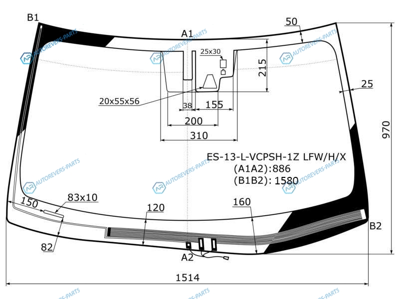 ES-13-L-VCPSH-1Z LFWHX Стекло лобовое с обогревом щеток + дд камера LEXUS ES 12-18