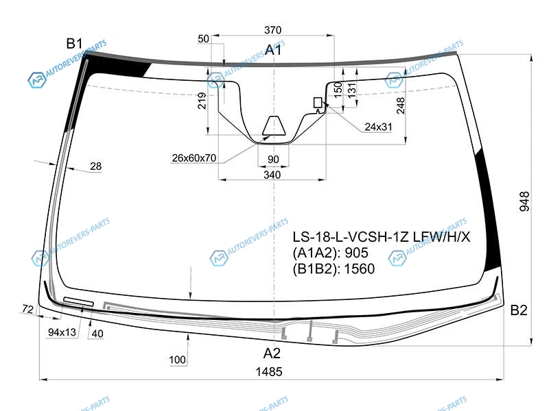 LS-18-L-VCSH-1Z LFWHX Стекло лобовое с обогревом щеток + дд камера LEXUS LS 17-