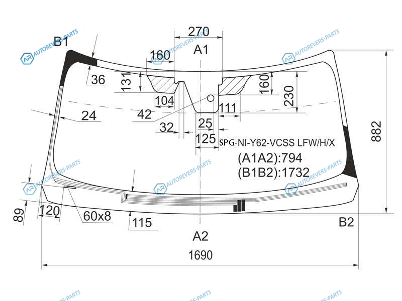 SPG-NI-Y62-VCSS LFWHX Стекло лобовое с обогревом щеток + дд камера NISSAN PATROLINFINITI QX5680 10-