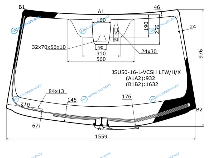 JSU50-16-L-VCSH LFWHX Стекло лобовое с обогревом щеток + дд камера TOYOTA HIGHLANDER 16-19