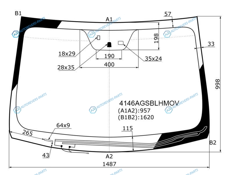 4146AGSBLHMOV Стекло лобовое с обогревом щеток + дд +дзапотевания HYUNDAI i40 (Российская сборка) 45D 11-