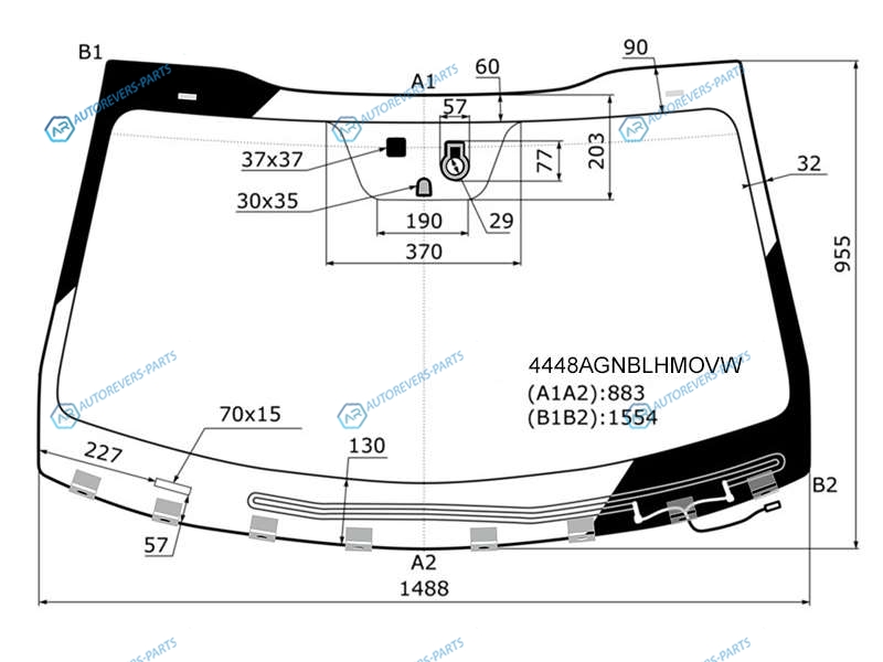 4448AGNBLHMOVW Стекло лобовое с обогревом щеток + дд +дзапотевания KIA OPTIMA 15-