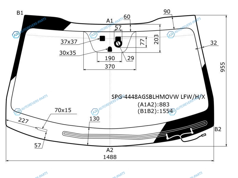 SPG-4448AGSBLHMOVW LFWHX Стекло лобовое с обогревом щеток + дд +дзапотевания KIA OPTIMA 15-