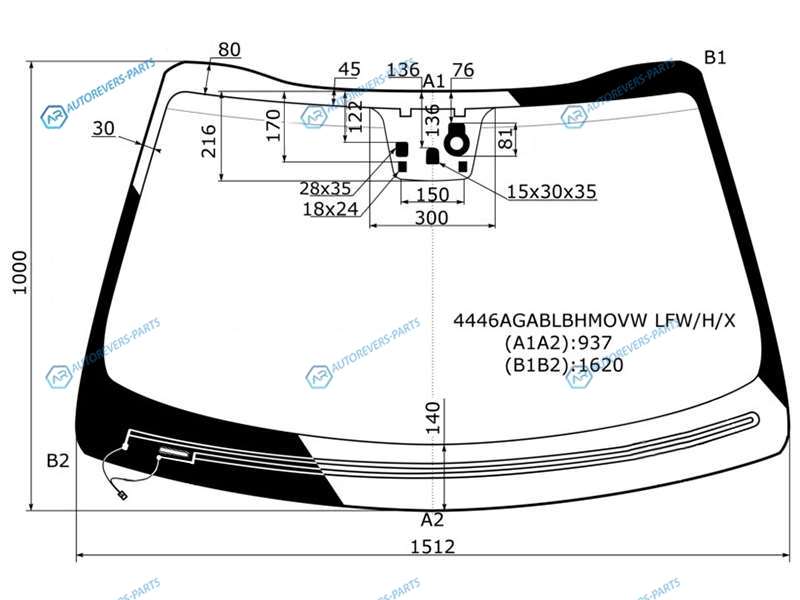 4446AGABLBHMOVW LFWHX Стекло лобовое с обогревом щеток + дд +дзапотевания KIA SORENTO PRIME 14-