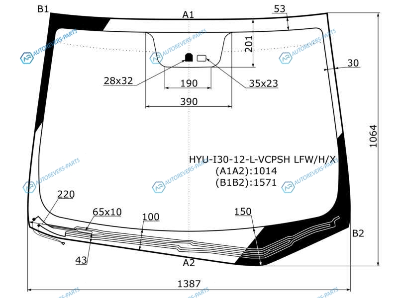 HYU-I30-12-L-VCPSH LFWHX Стекло лобовое с обогревом щеток + дд HYUNDAI i30 5D HBKWGN 12-17
