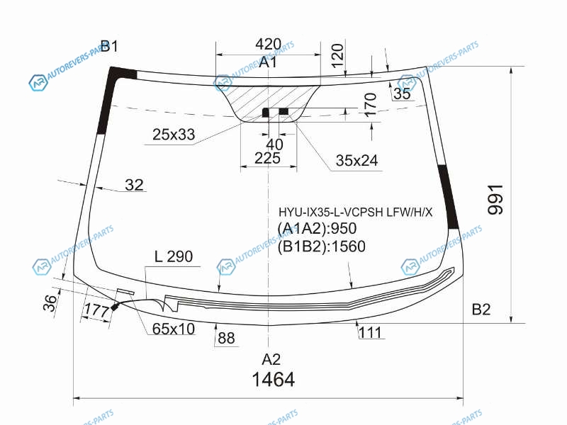 HYU-IX35-L-VCPSH LFWHX Стекло лобовое с обогревом щеток + дд HYUNDAI TUCSONIX35 10-15