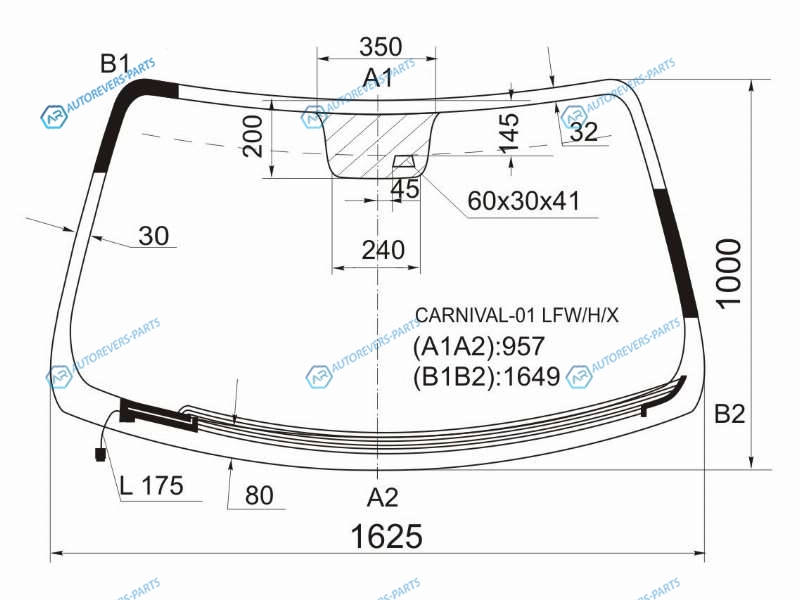 CARNIVAL-01 LFWHX Стекло лобовое с обогревом щеток + дд KIA CARNIVAL 98-06