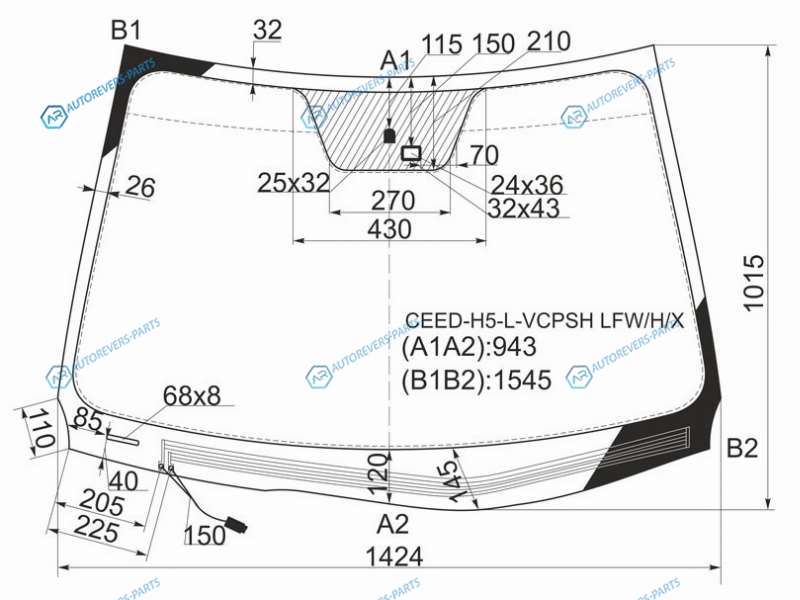CEED-H5-L-VCPSH LFWHX Стекло лобовое с обогревом щеток + дд KIA CEED 5D 06-12