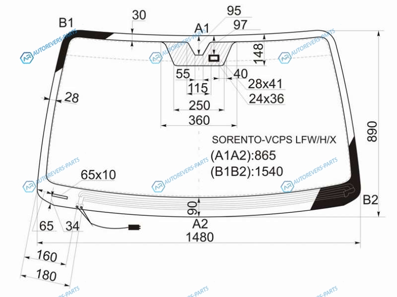 SORENTO-VCPS LFWHX Стекло лобовое с обогревом щеток + дд KIA SORENTO I 06-09