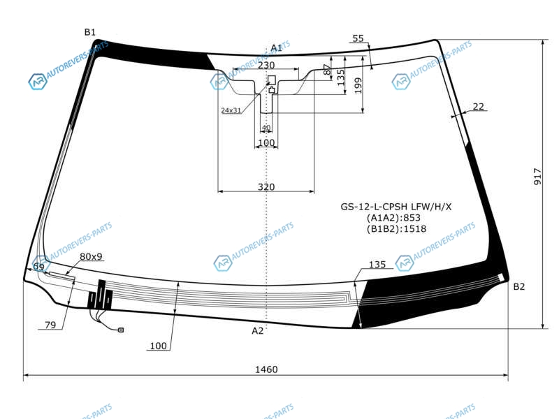 GS-12-L-CPSH LFWHX Стекло лобовое с обогревом щеток + дд LEXUS GS250350450 12-