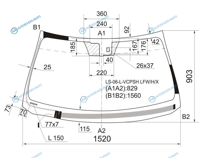 LS-06-L-VCPSH LFWHX Стекло лобовое с обогревом щеток + дд LEXUS LS460460L600HL 06-17