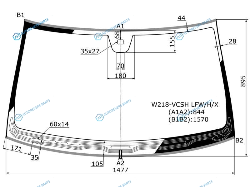 W218-VCSH LFWHX Стекло лобовое с обогревом щеток + дд MERCEDES-BENZ CLS (W218) CPE 11-17