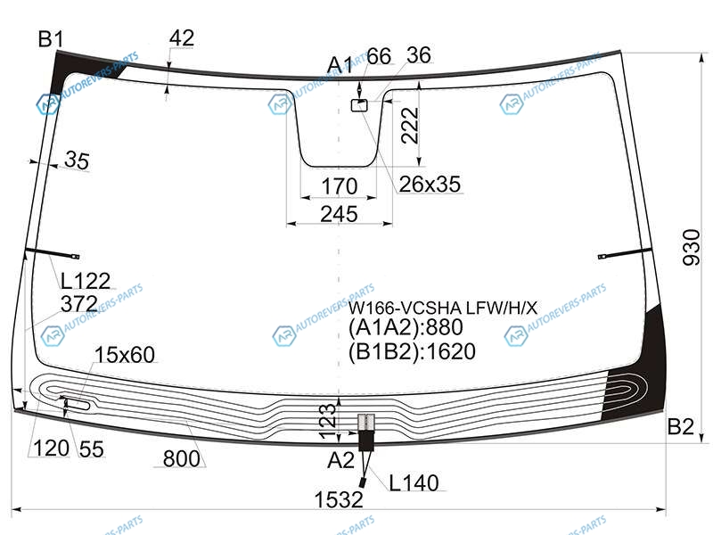 W166-VCSHA LFWHX Стекло лобовое с обогревом щеток + дд MERCEDES-BENZ ML-CLASS W166 12-16