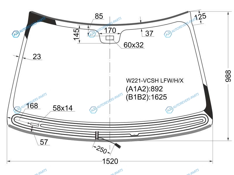 W221-VCSH LFWHX Стекло лобовое с обогревом щеток + дд MERCEDES-BENZ S-CLASS W221 05-13