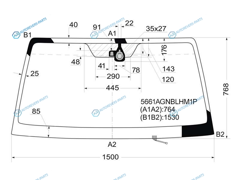 5661AGNBLHM1P Стекло лобовое с обогревом щеток + дд MITSUBISHI PAJERO 35D 06-