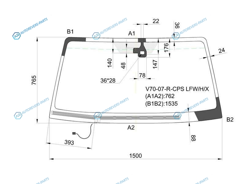 V70-07-R-CPS LFWHX Стекло лобовое с обогревом щеток + дд MITSUBISHI PAJERO 35D 06-