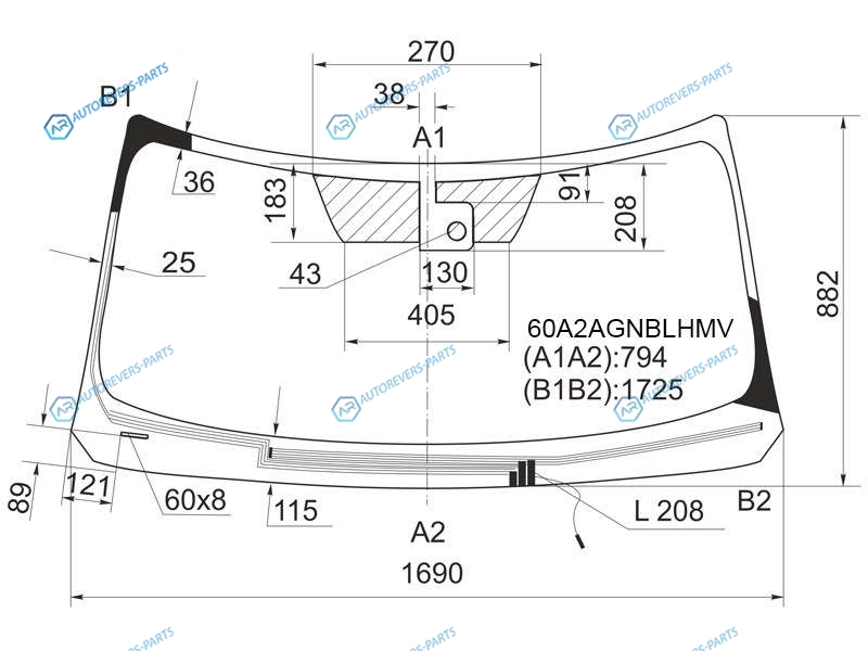 60A2AGNBLHMV Стекло лобовое с обогревом щеток + дд NISSAN PATROLINFINITI QX5680 10-