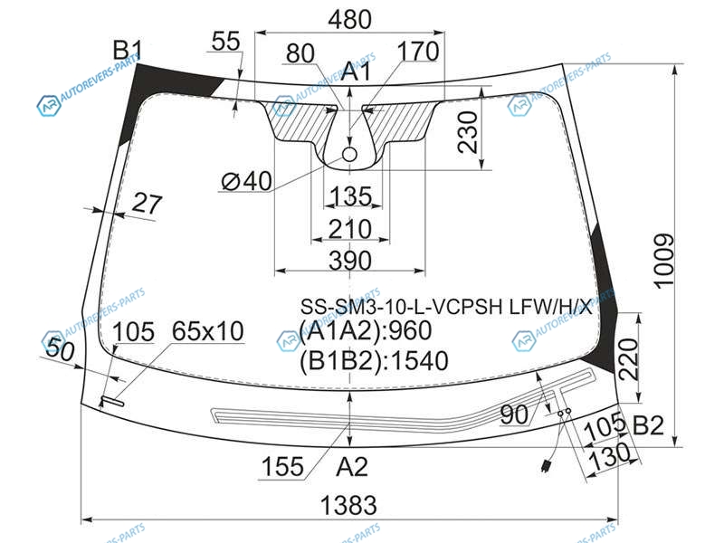 SS-SM3-10-L-VCPSH LFWHX Стекло лобовое с обогревом щеток + дд RENAULT FLUENCE 10-17RENAULT MEGANE 5D HBKWGN 08-16