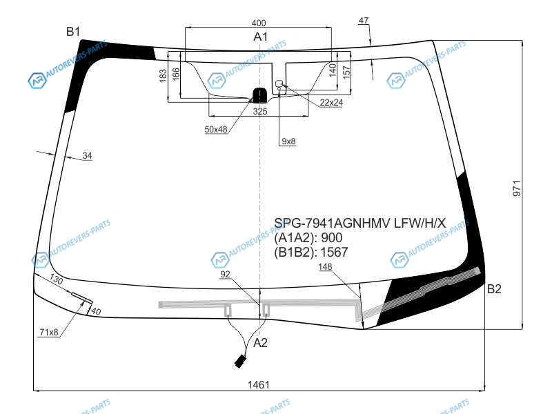 SPG-7941AGNHMV LFWHX Стекло лобовое с обогревом щеток + дд SUBARU FORESTER 12-18