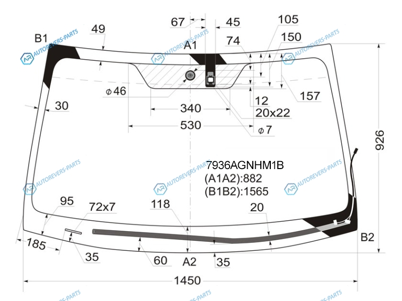 7936AGNHM1B Стекло лобовое с обогревом щеток + дд SUBARU LEGACYOUTBACK 45D 09-14