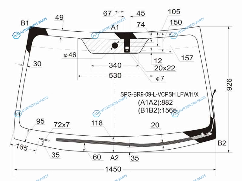 SPG-BR9-09-L-VCPSH LFWHX Стекло лобовое с обогревом щеток + дд SUBARU LEGACYOUTBACK 45D 09-14