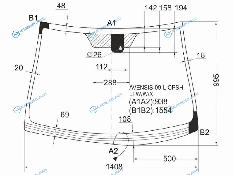 AVENSIS-09-L-CPSH LFWWX Стекло лобовое с обогревом щеток + дд TOYOTA AVENSIS 45D 08-18