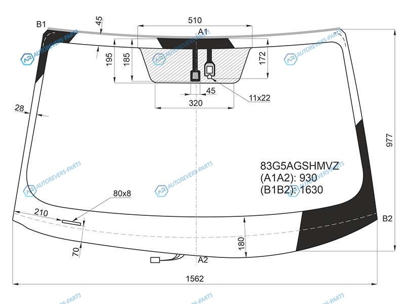 83G5AGSHMVZ Стекло лобовое с обогревом щеток + дд TOYOTA HIGHLANDER 14-19