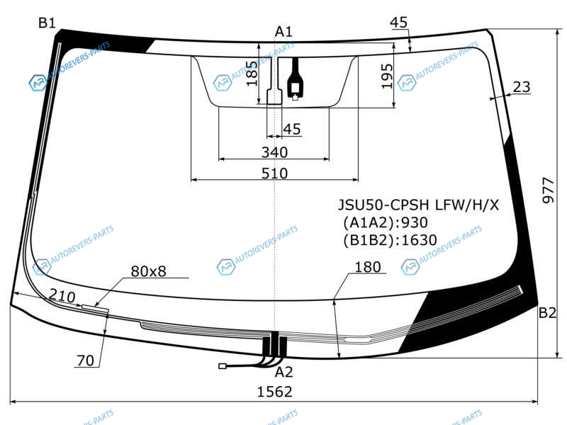 JSU50-L-VCPS LFWHX Стекло лобовое с обогревом щеток + дд TOYOTA HIGHLANDER 14-19