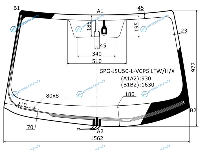 SPG-JSU50-L-VCPS LFWHX Стекло лобовое с обогревом щеток + дд TOYOTA HIGHLANDER 14-19