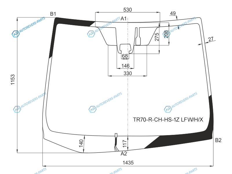 TR70-R-CH-HS-1Z LFWHX Стекло лобовое с обогревом щеток + дз камера TOYOTA NOAH 14-