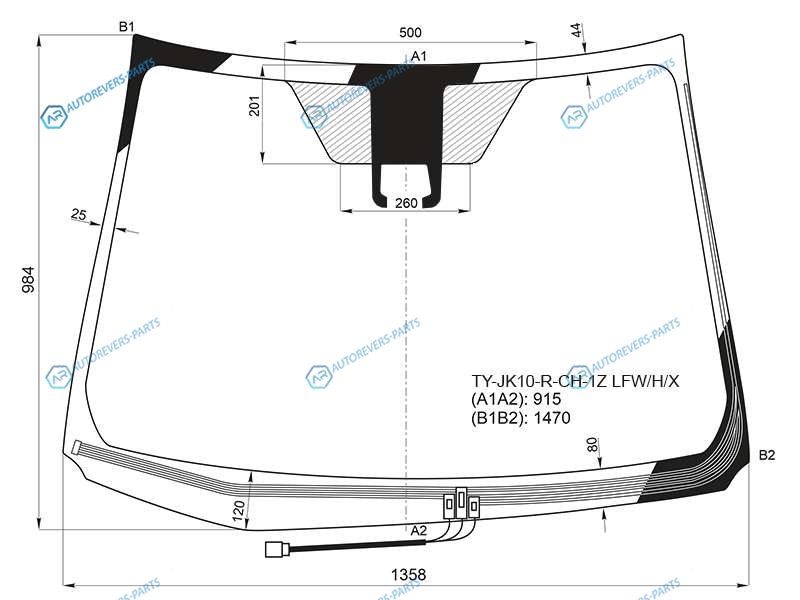 TY-JK10-R-CH-1Z LFWHX Стекло лобовое с обогревом щеток + камера TOYOTA AQUA (NHP10R) 5D HBK 12-17