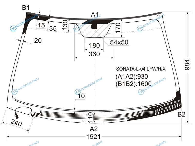 SONATA-L-04 LFWHX Стекло лобовое с обогревом щеток HYUNDAI SONATA NF V 04-10