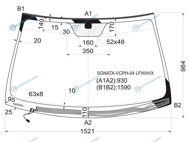 SONATA-VCPH-04 LFWHX Стекло лобовое с обогревом щеток HYUNDAI SONATA NF V 04-10